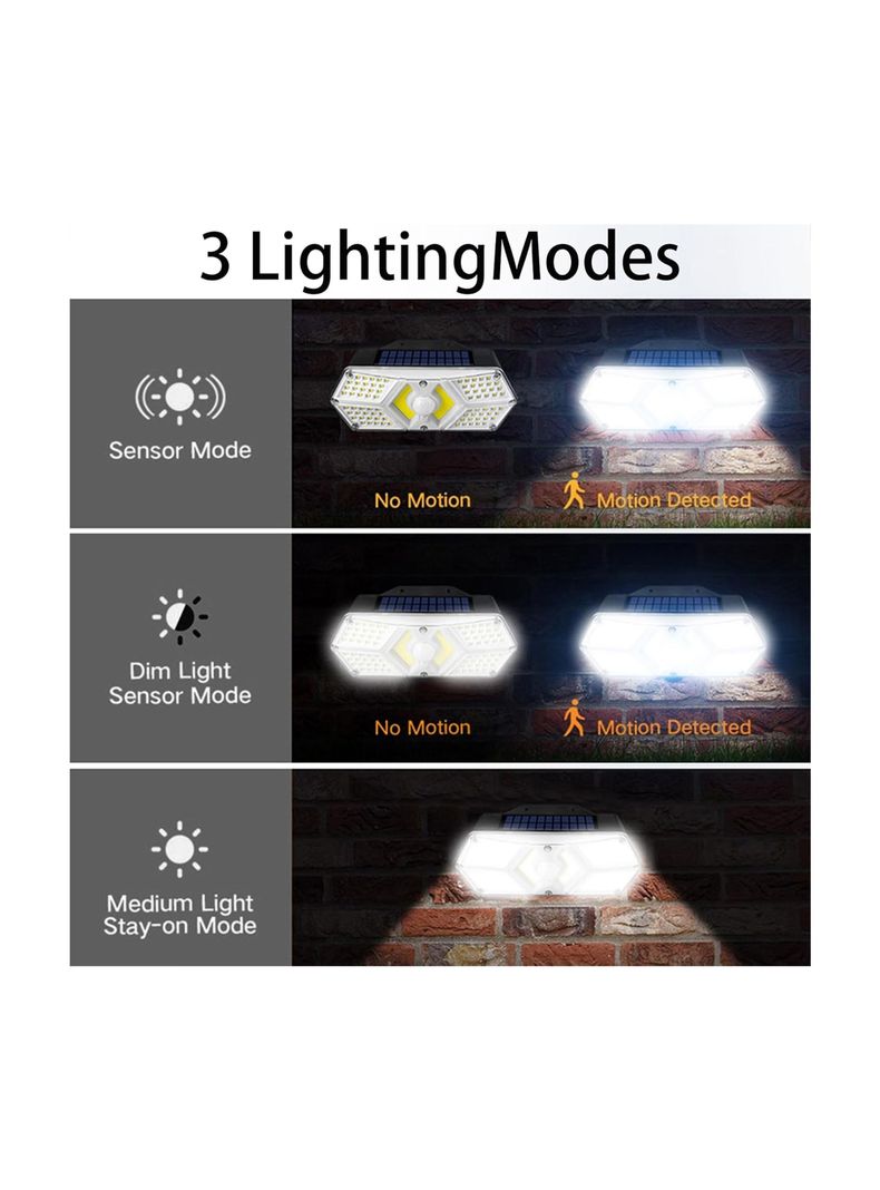 Foco Aplique Solar De 124 Led Con Sensor De Movimiento-2