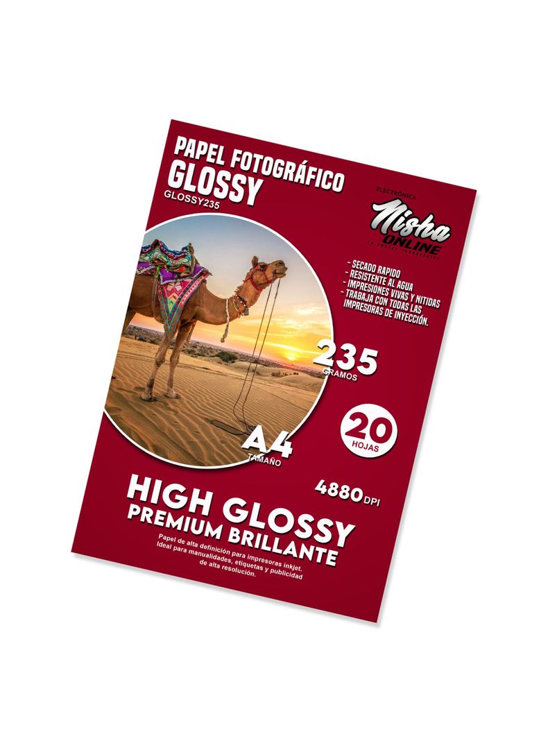 Papel Fotográfico Premium Glossy Brillante A4 235gr 20 Hojas-1