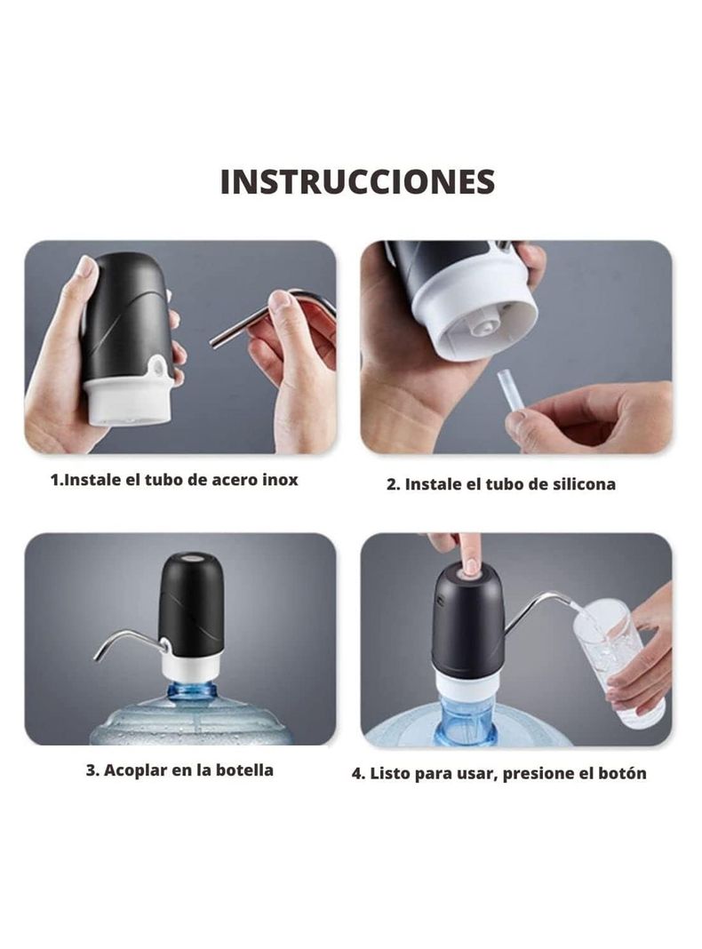 Dispensador Bomba De Agua Recargable Usb Apto Para Botellones-4