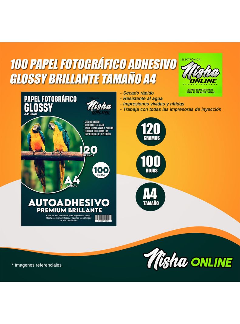 Pack 100 Hojas Papel Fotográfico Premium Adhesivo Glossy A4 120gr-2