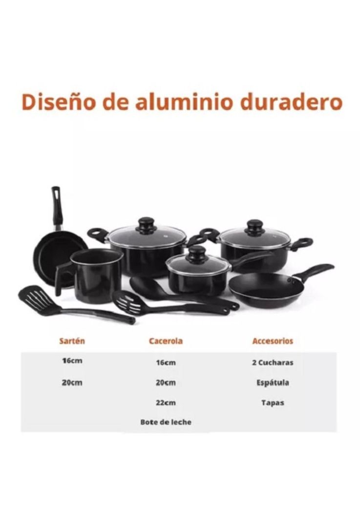Bateria Cocina 12 Piezas Begônia Teflon Antiadherente plata-1