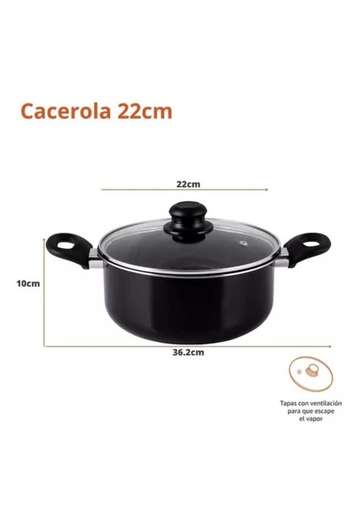 Bateria Cocina 12 Piezas Begônia Teflon Antiadherente plata-2