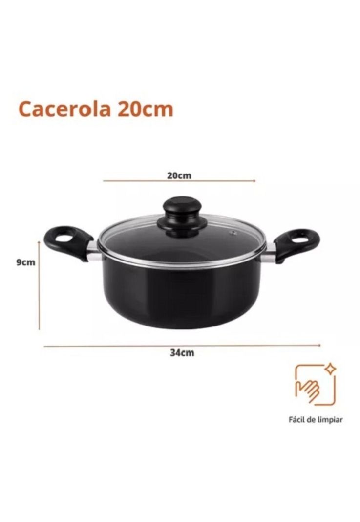Bateria Cocina 12 Piezas Begônia Teflon Antiadherente plata-3