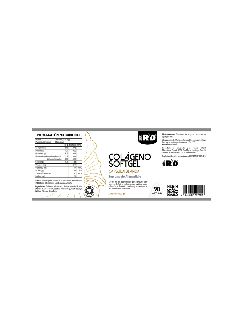Colágeno Softgel 90 cápsulas RyD-1