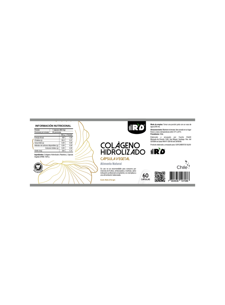 Colágeno Hidrolizado 60 cápsulas RyD-1