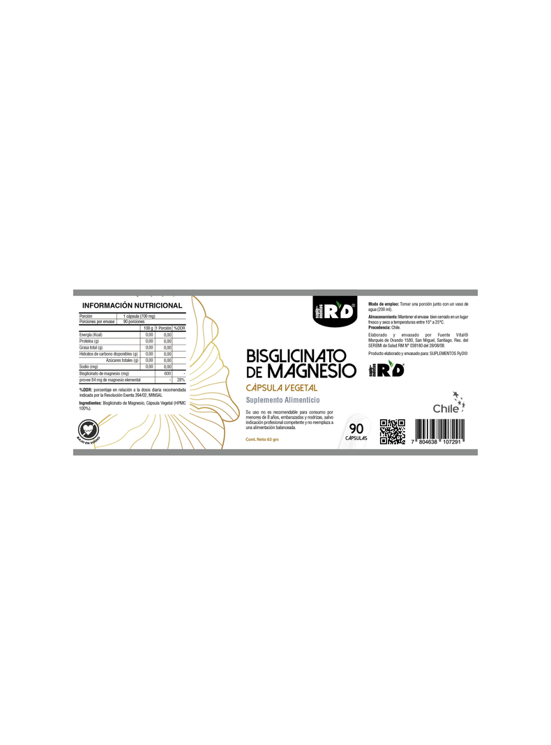 Bisglicinato de Magnesio 90 cápsulas RyD-1
