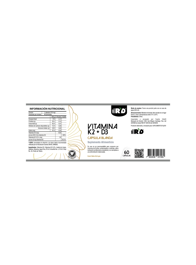 Vitamina K2 + D3 60 softgels RYD-1