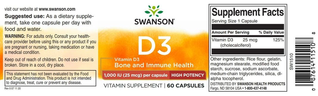 Vitamina D3 1000 Ui 60 CAPS -Alta Potencia-1