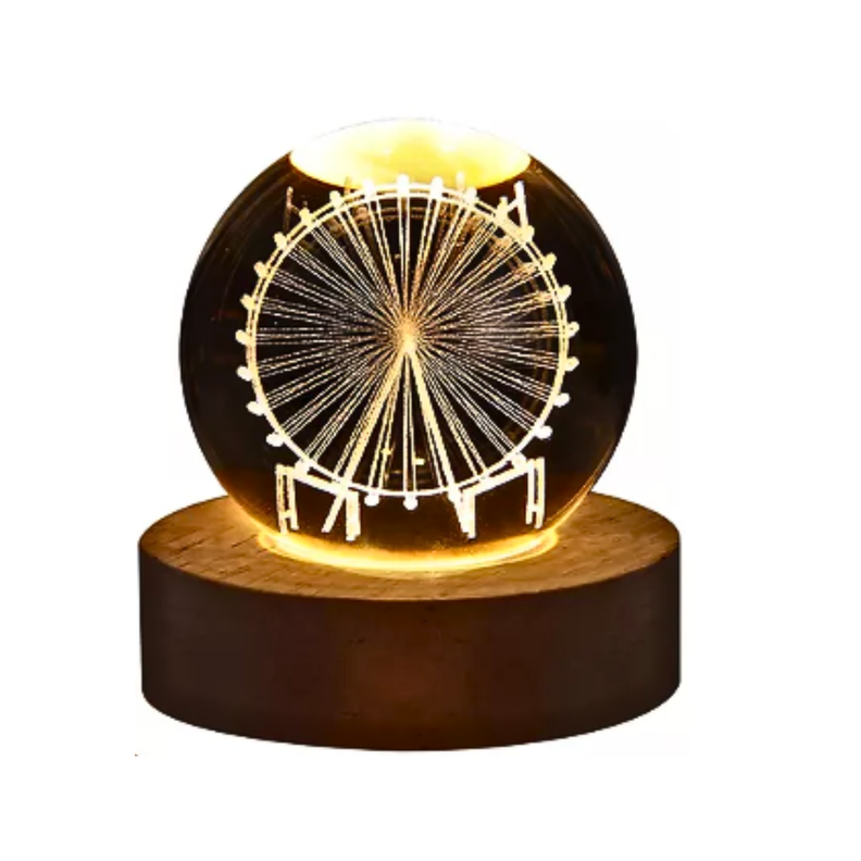 Lampara De Mesa De Noche Esfera De Cristal 3d 6 Cm Diámetro