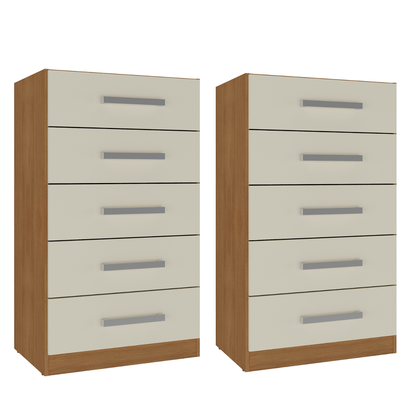 Combo 2 comodas 5 cajones 91x46x35 cm off white r05x2 Blanco M