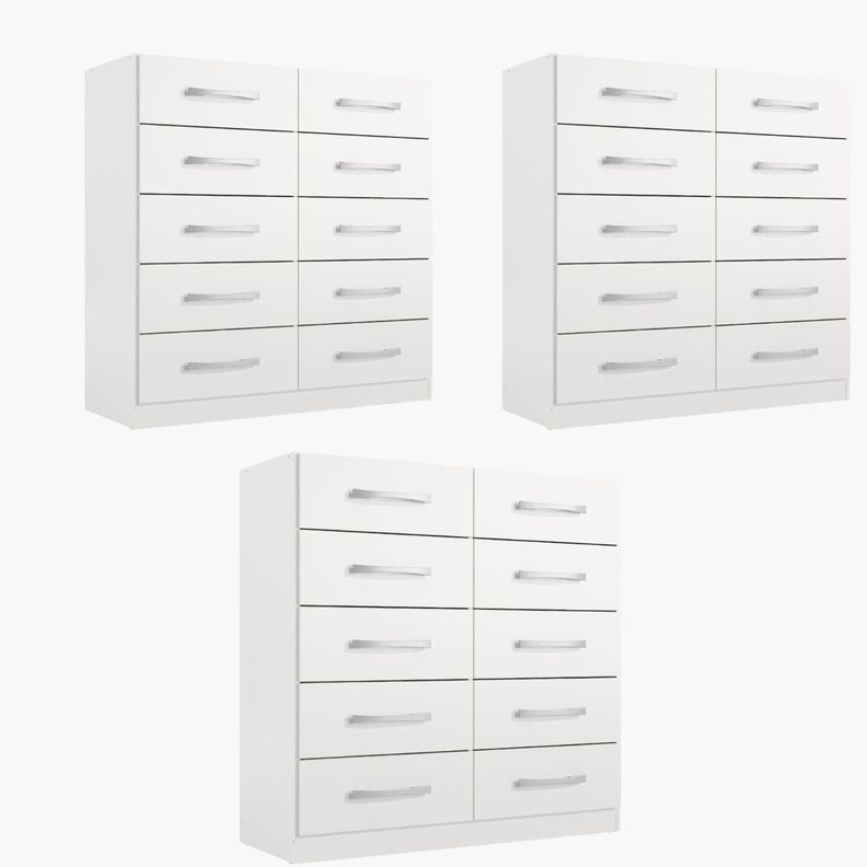 COMBO 3 COMODAS 10 CAJONES BLANCO BLANCO RB10X3 92