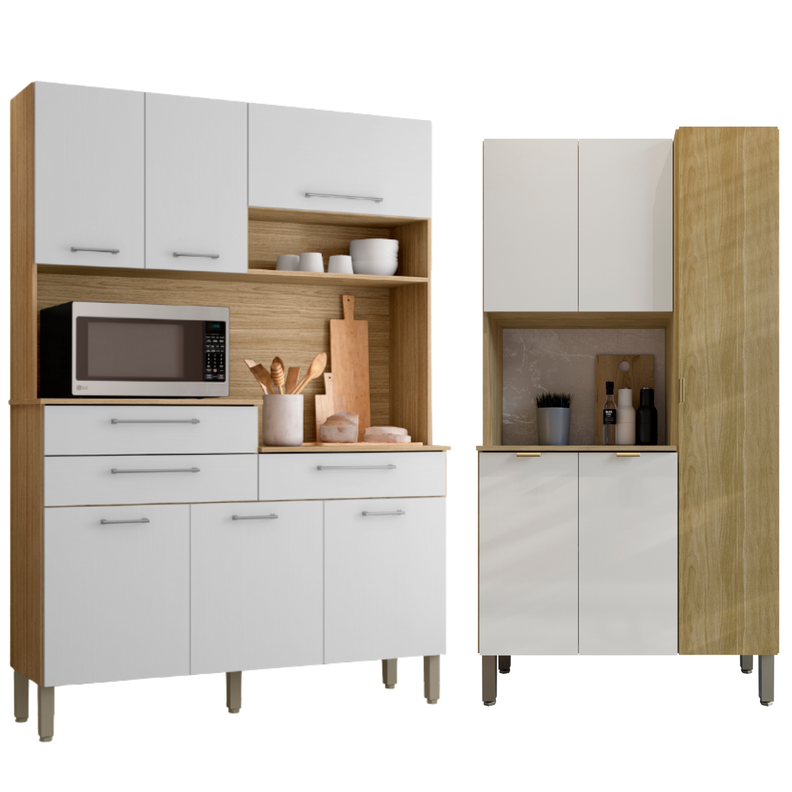 Combo Kit 8 Puertas Kit Orion y Mueble de Cocina Melissa K0805 Blanco L-XL