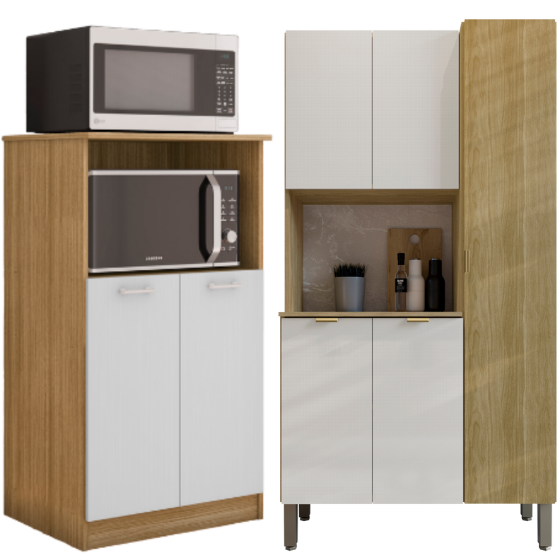 Combo Mueble para Microondas Orion y Mueble de Cocina Melissa K0205 Blanco 110 CM