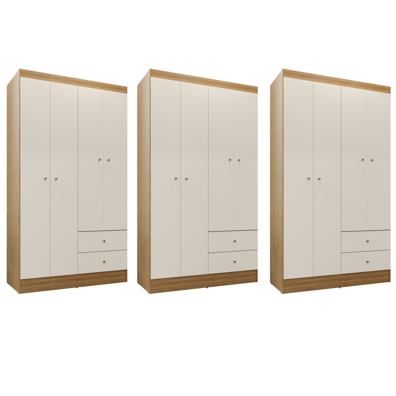 Combo 3 Closet versa 4 Puertas Off White K42X3
