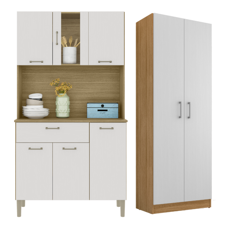 Combo mueble de cocina kyra y alacena k0620 Blanco 170 CM