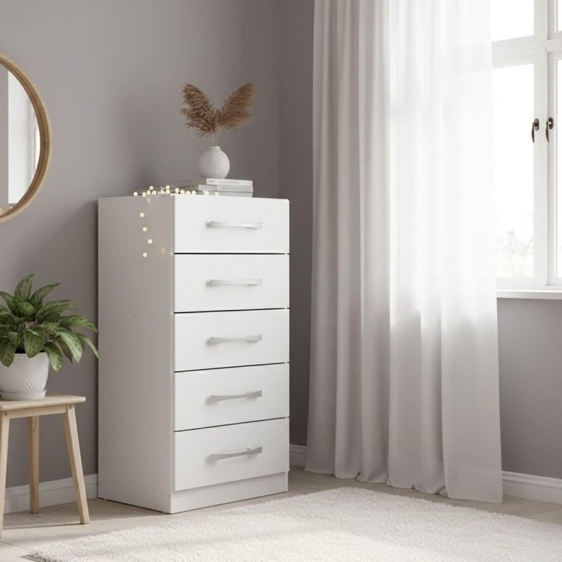 Comoda 5 cajones 91x46x35blanco blanco rb05 92