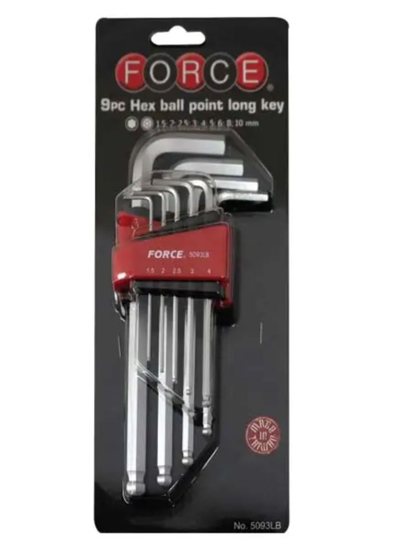 Juego Llaves Allen Largas Bola 1,5 a 10mm Force 5093LB-1