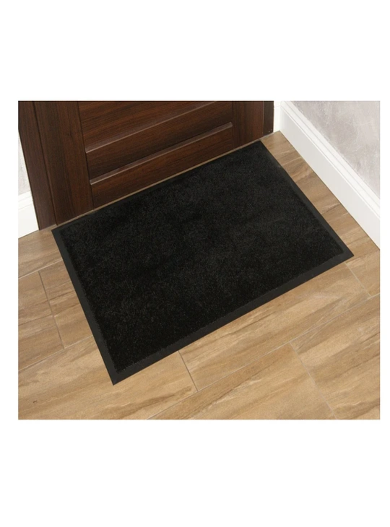 Limpiapie Alfombra PVC Rizado 40x70 cm 12 mm Negro/Con terminación-1