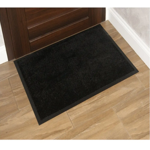 Limpiapiés Alfombra PVC Rizado Grande 60x90 cm 12 mm Negro/Con terminación-2