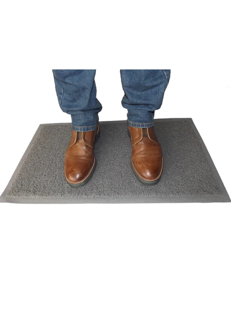 Limpiapie Alfombra PVC Rizado Grande 80x120 cm 12 mm Gris/Con terminación-0
