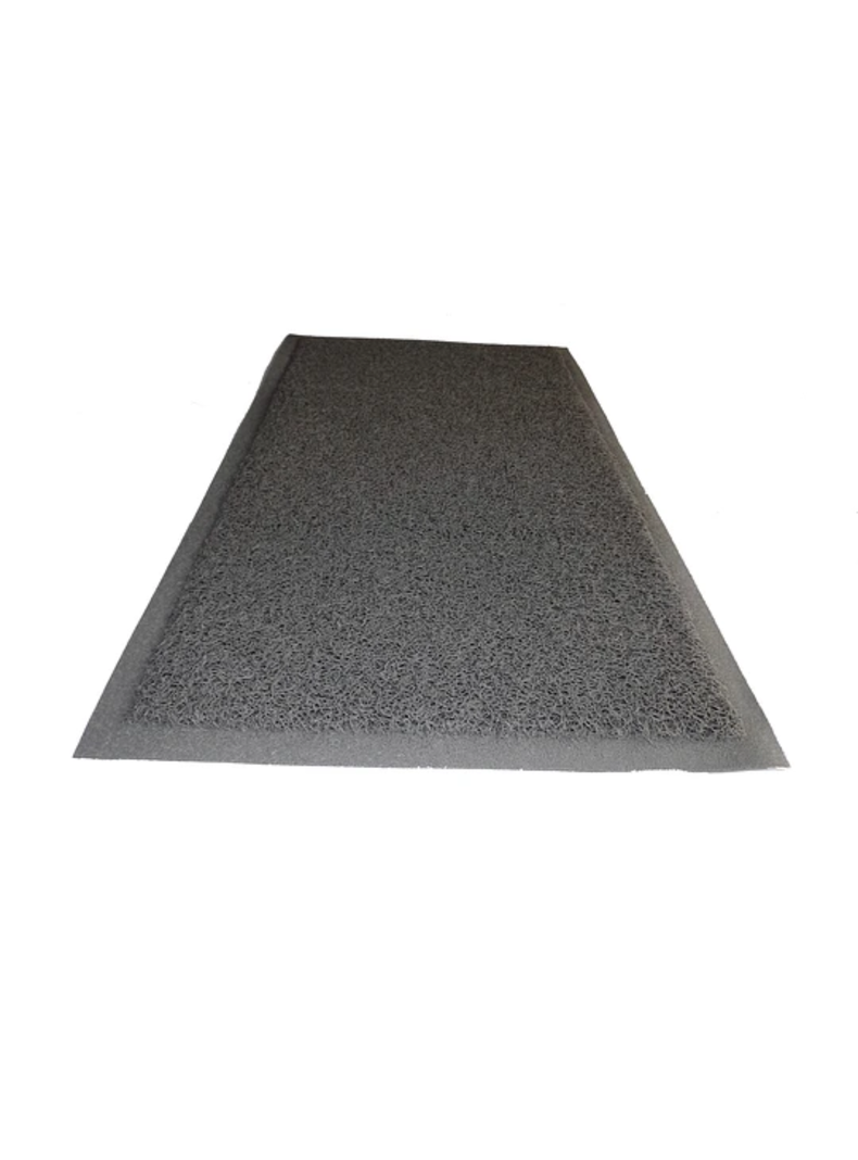 Limpiapie Alfombra PVC Rizado Grande 80x120 cm 12 mm Gris/Con terminación-2