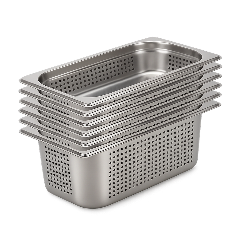 Pack 6 Depositos Gastro GN 1/3x 150 mm Acero Inox PERFORADO