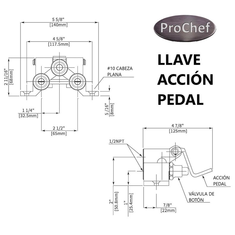 Llave Acción Pedal para Lavamanos Industrial-4