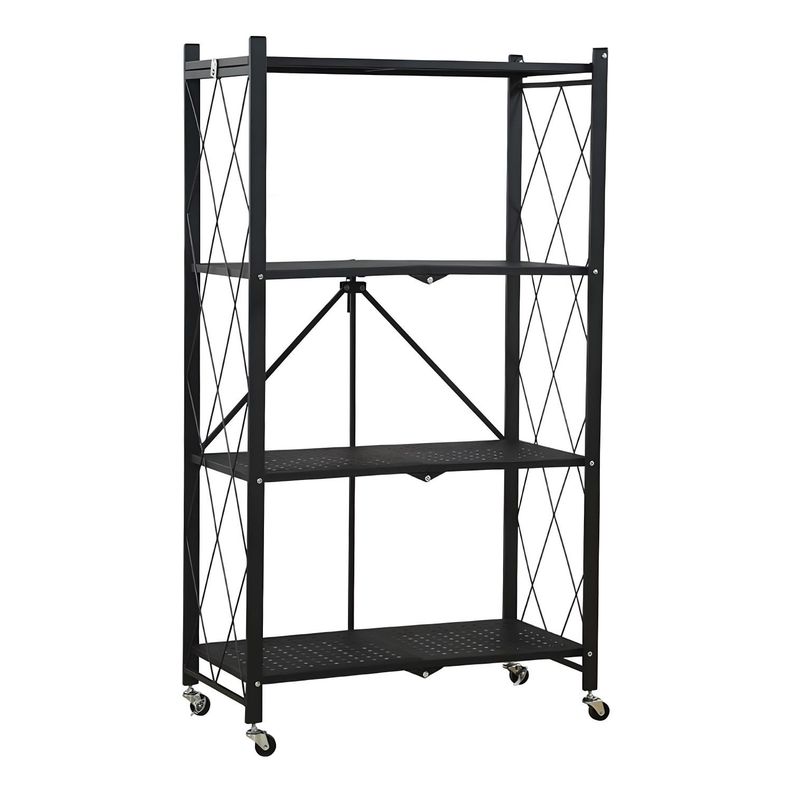 Estante Plegable de Acero con Ruedas. 4 bandejas-0