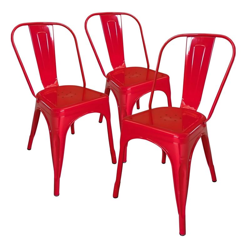 Pack 3 Unidades Silla Tolix Rojo Brillante-0