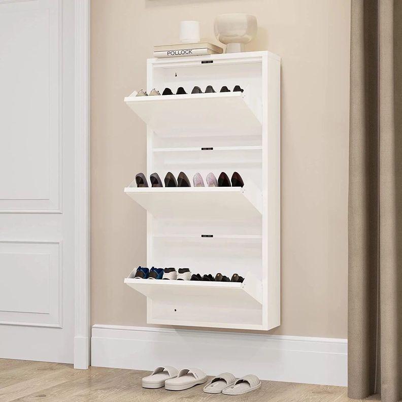 Mueble Zapatero Mural 103x65x15 cm. 3 Cajones Blanco-4