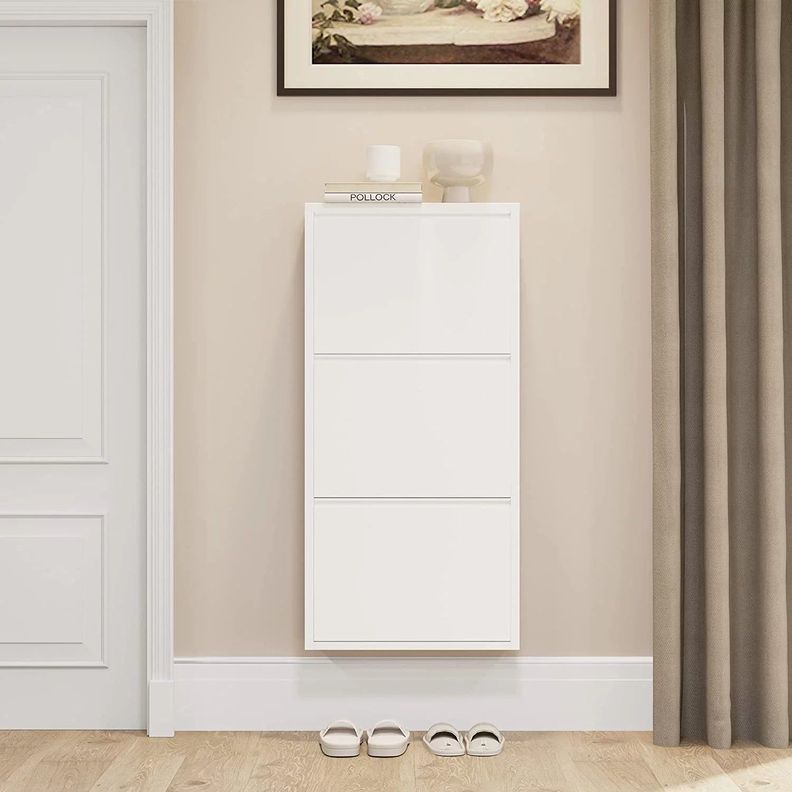 Mueble Zapatero Mural 103x65x15 cm. 3 Cajones Blanco-5