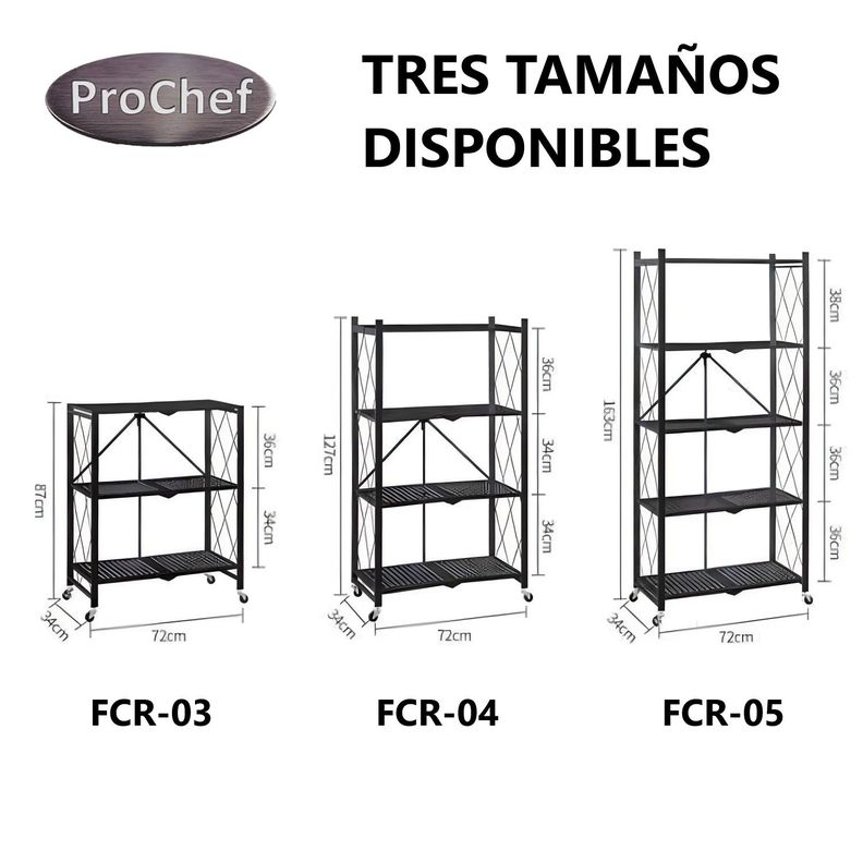 Estante Plegable de Acero con Ruedas. 5 bandejas-6