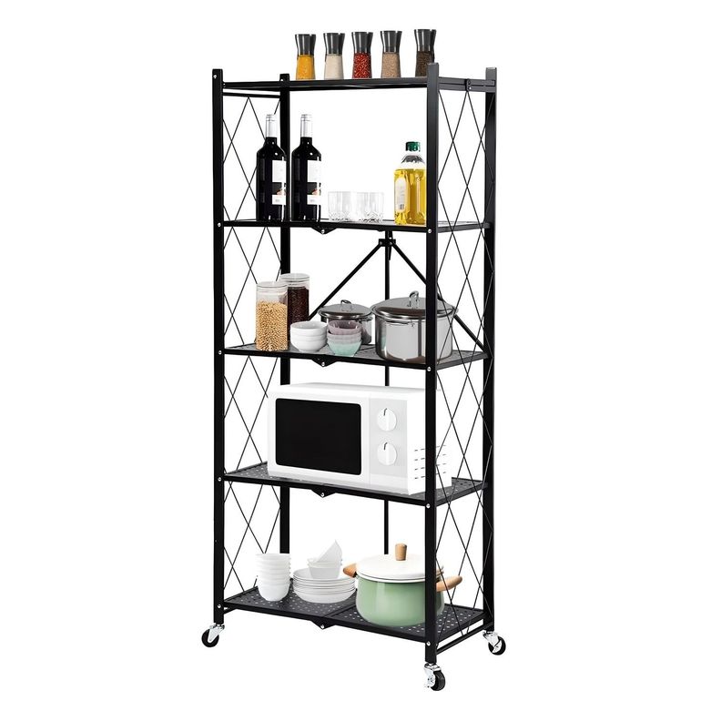 Estante Plegable de Acero con Ruedas. 5 bandejas-7