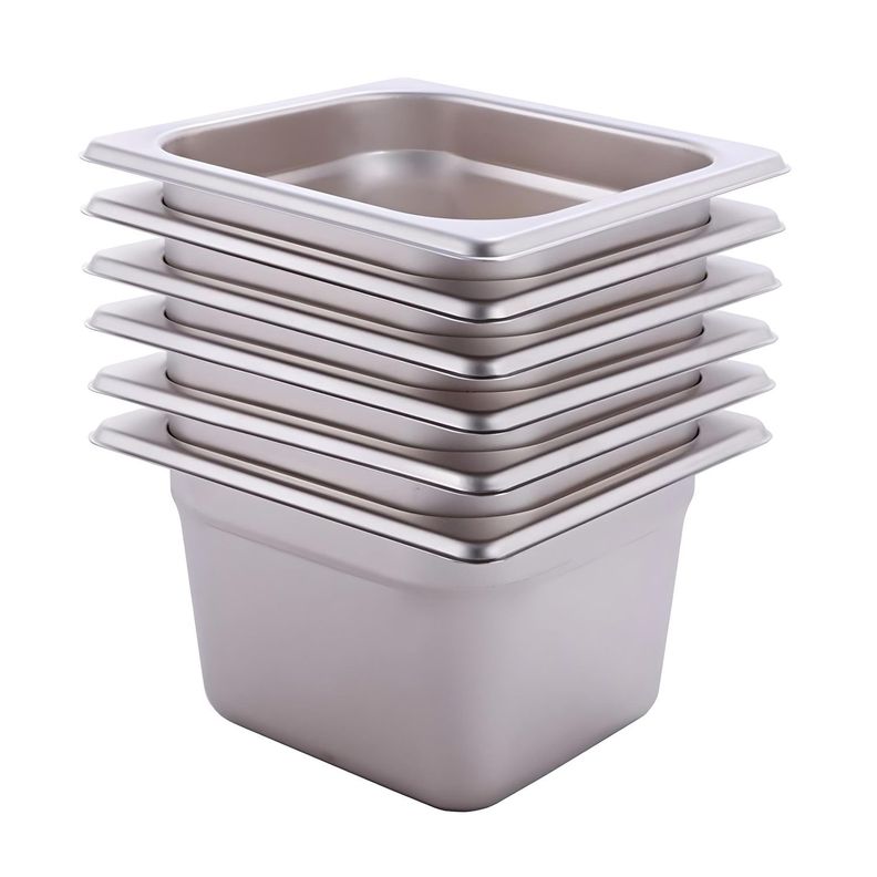 Deposito Gastronomico GN 1/6 x 150 mm Acero Inox. Pack 6 Un.