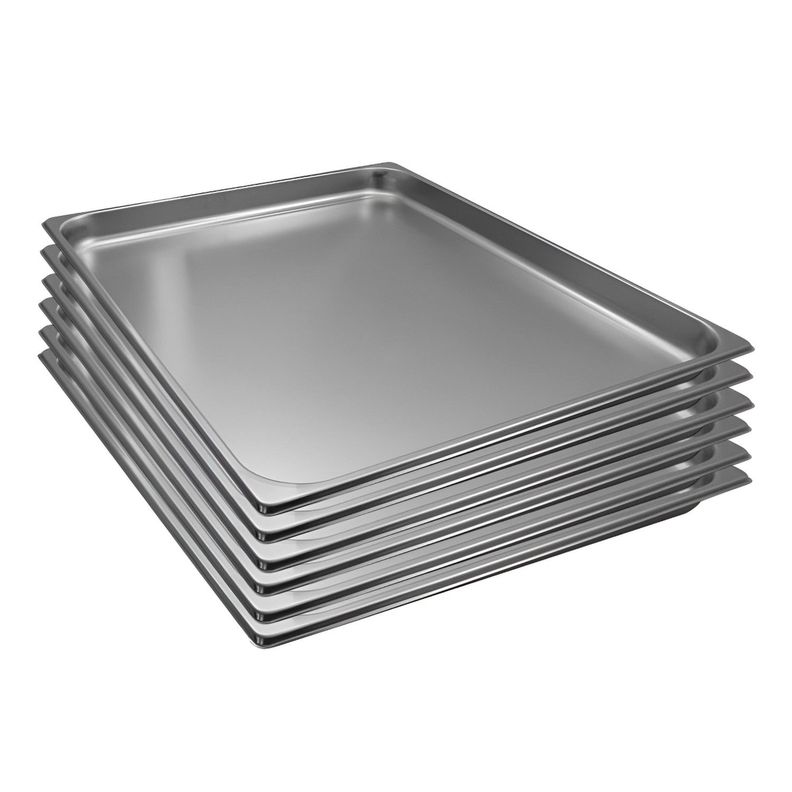 Bandeja Gastronomica GN 2/1 x 40 mm Acero Inox. Pack 6 Unidades