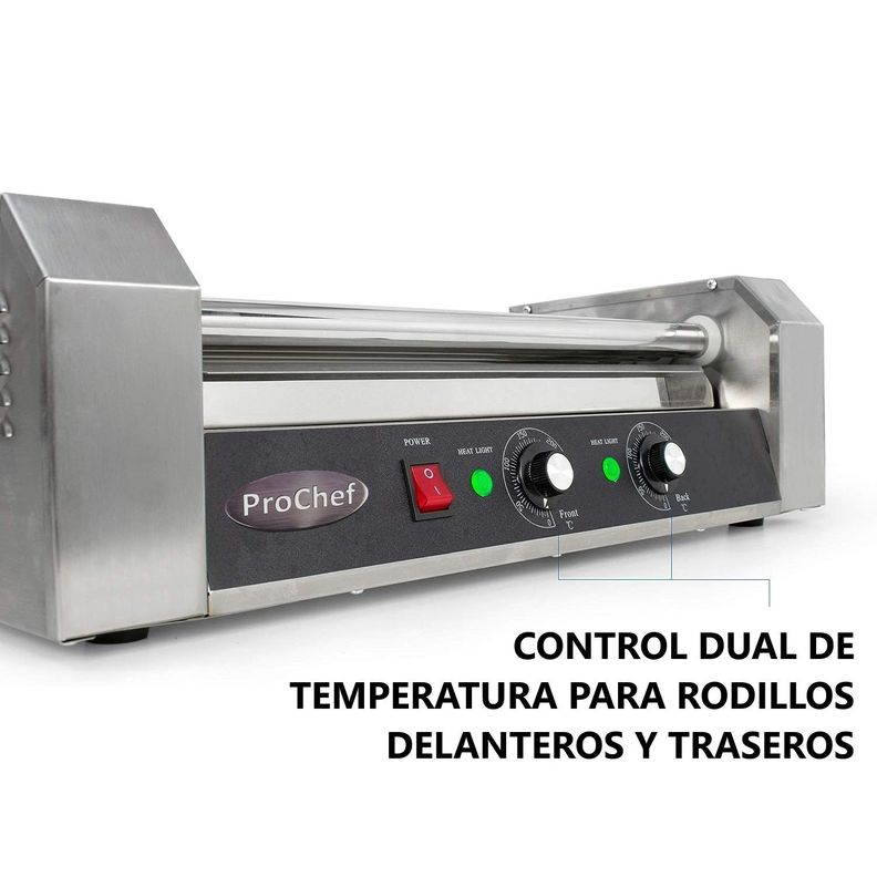 Roller Calentador Hot Dogs 5 Rodillos ProChef-3
