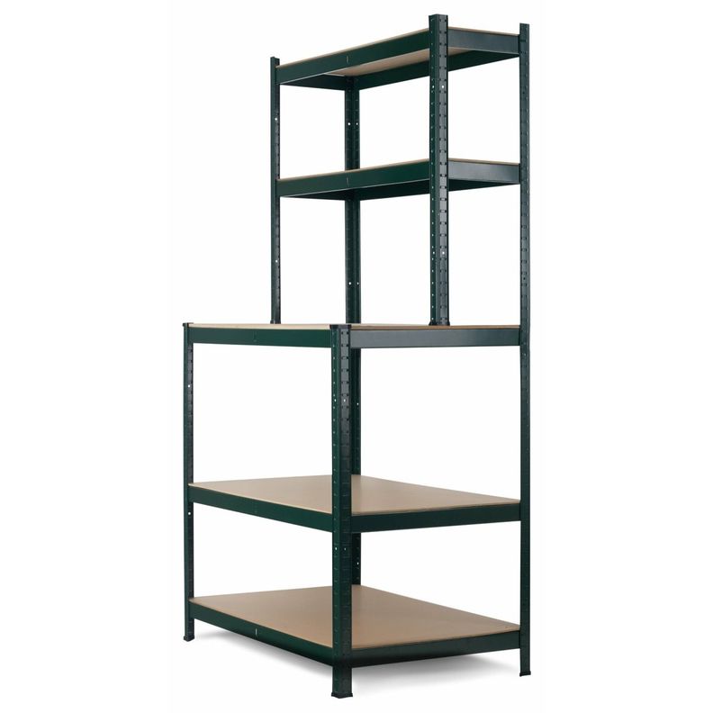 Mesa de Trabajo con Repisas Acero Negro 100x60x180 cm.-1