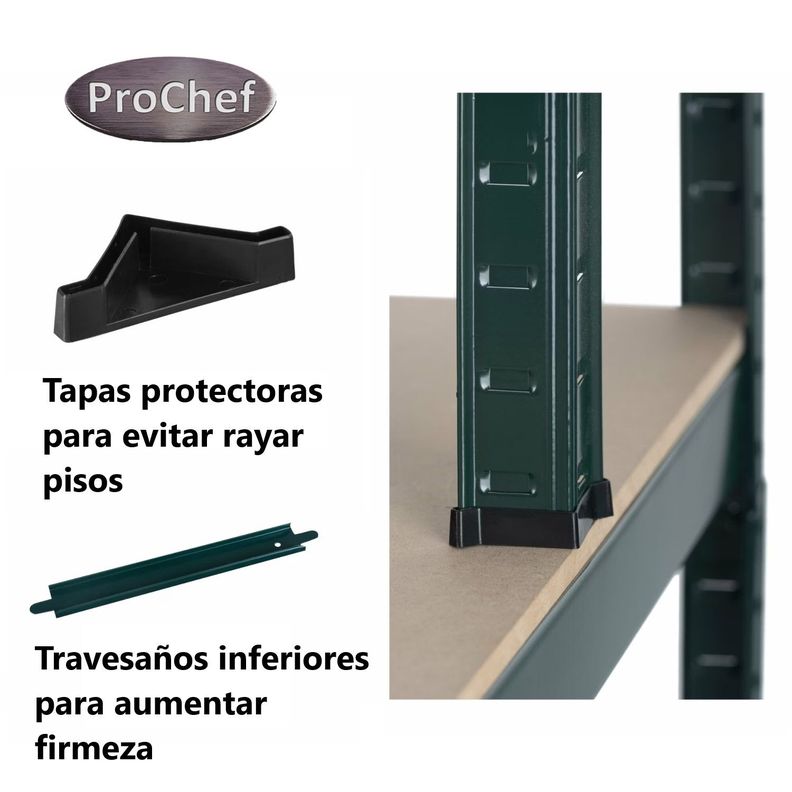 Mesa de Trabajo con Repisas Acero Negro 100x60x180 cm.-6