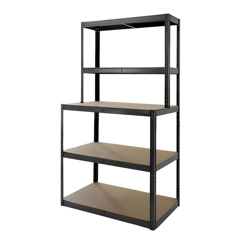 Mesa de Trabajo con Repisas Acero Negro 100x60x180 cm.-9