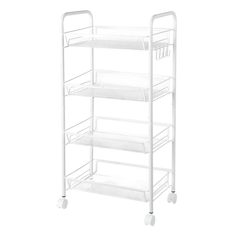 Carro Organizador Multiuso Acero Blanco 4 Bandejas Removibles-1