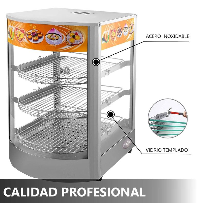 Vitrina de Calor Sobremesa 35 cm. Acero Inox. ET-LD-1P-3