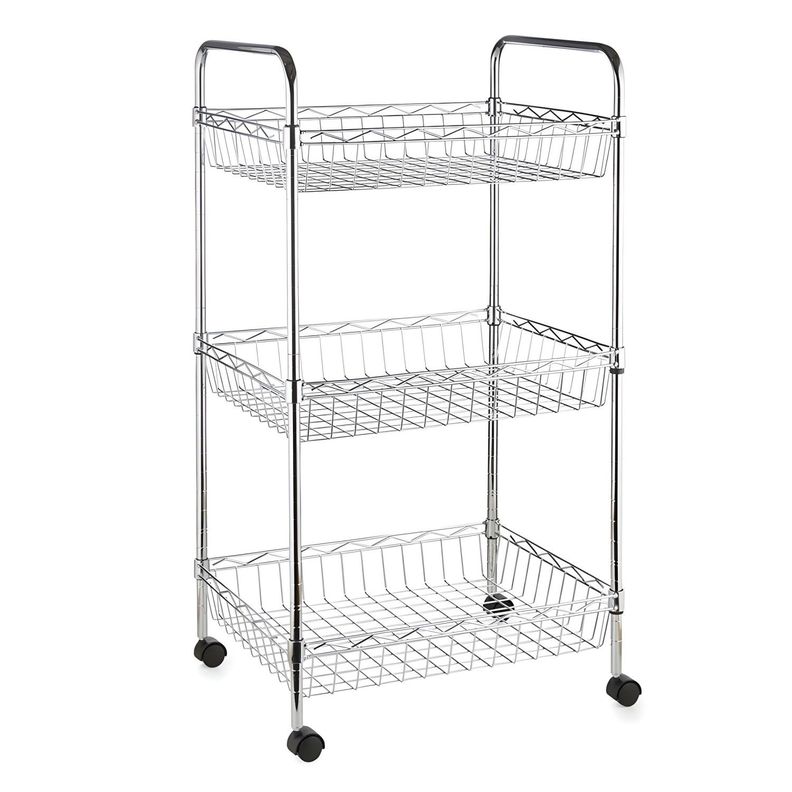 Carro Multiuso 45x35x85 cm Acero Cromado 3 Canastos. 120 kg-1