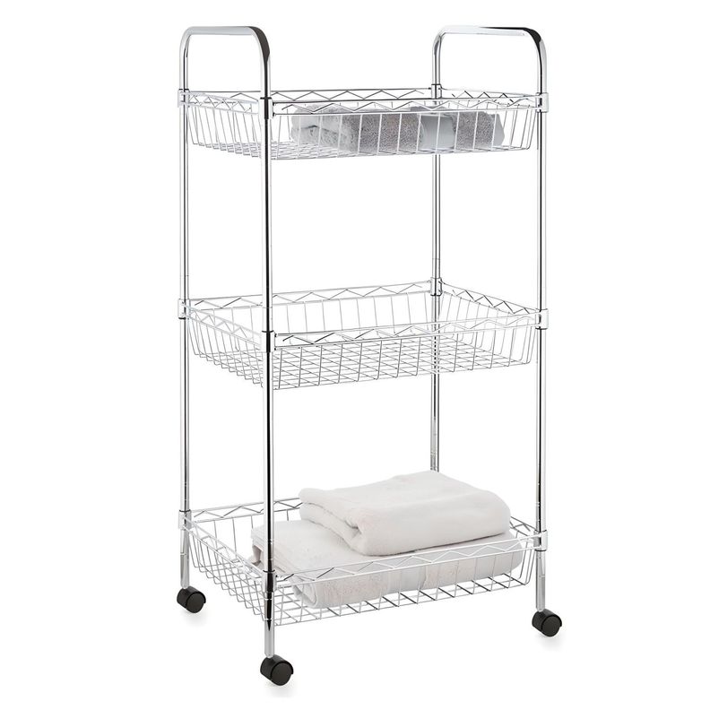 Carro Multiuso 45x35x85 cm Acero Cromado 3 Canastos. 120 kg-3