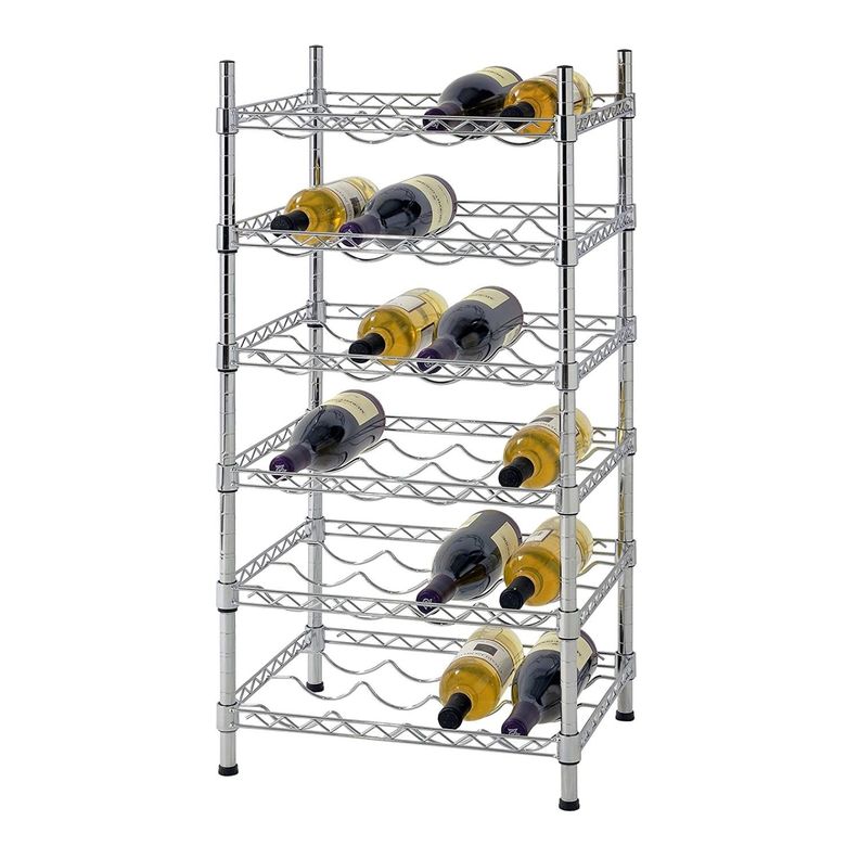 Estante Cromado 45x35x90 cm. Cava 24 a 42 Botellas de Vino-0