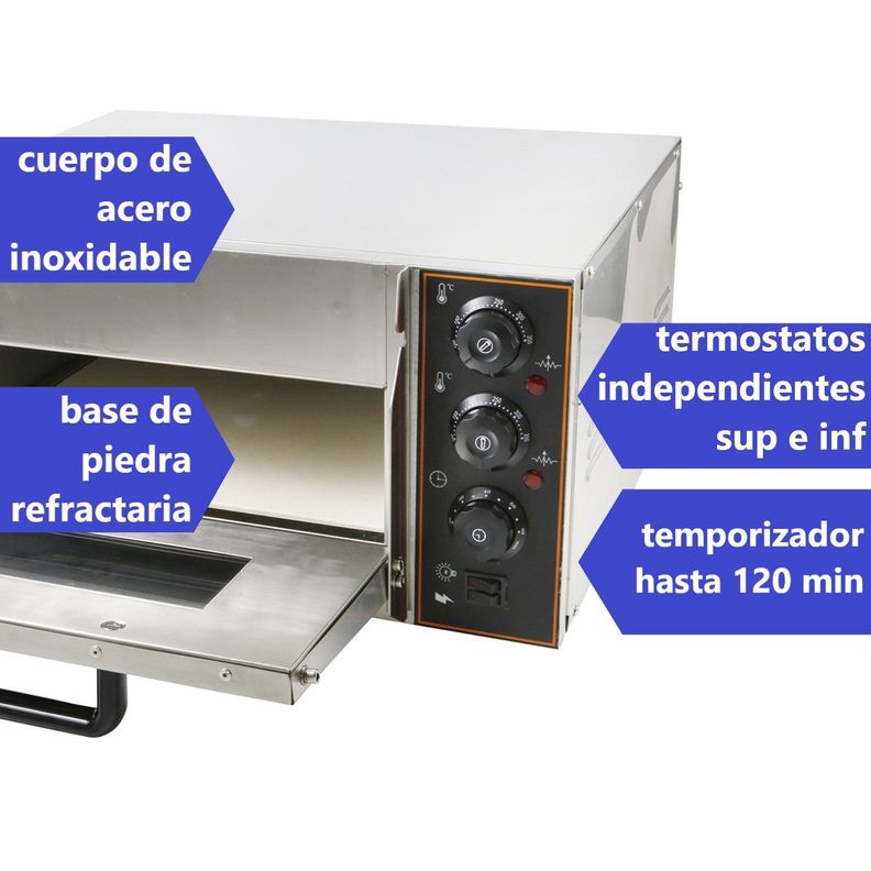 Horno Pizza Pizzero Eléctrico 1 Cámara 40x40 cm.-2