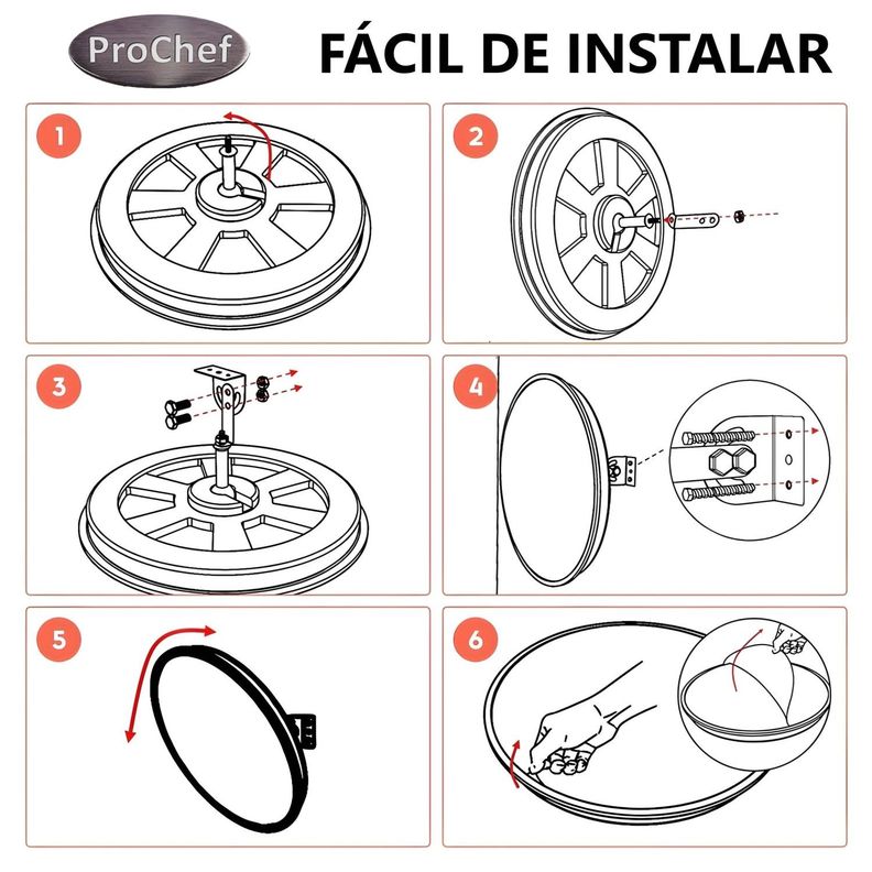 Espejo ProChef 30 Cms. Curvo Convexo para Muro-5