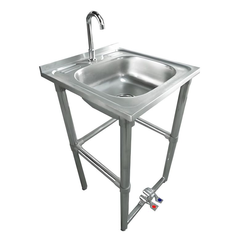 Lavamanos Acción Pedal Acero Inox. con grifería-1