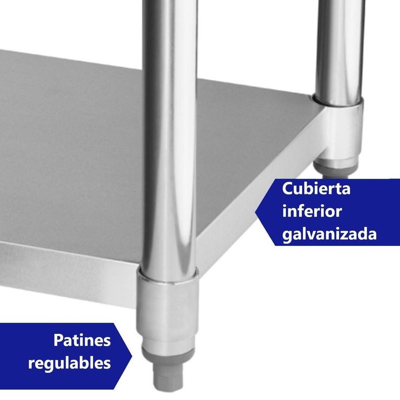 Mesón Central 140x60x85 cm Acero Inoxidable-3