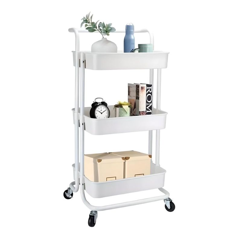 Carro Organizador Multiuso Blanco Bandejas Plásticas-1