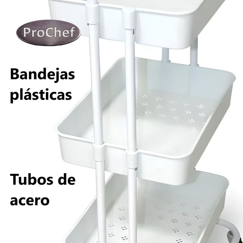 Carro Organizador Multiuso Blanco Bandejas Plásticas-3